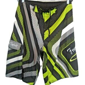 Mens Free Spirit Poly Paneled Swim Board Shorts sz XL x 13"